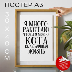Плакат Про кота и кошек А3 TP2002 30х40, рамка А3 No Brand