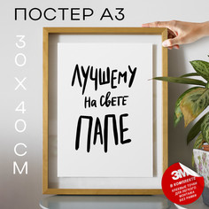 Постер с надписью, Подарок папе - Лучшему папе на свете А3 TP2004 30х40, рамка А3 No Brand