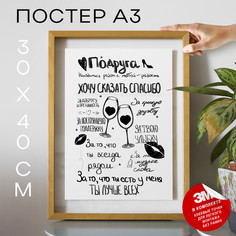 Постер Подарок подруге - Пожелания подруге А3 TP2032 30х40, рамка А3 No Brand