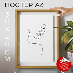Постер интерьерный Минимализм девушка А3 TP2035 30х40, рамка А3 No Brand