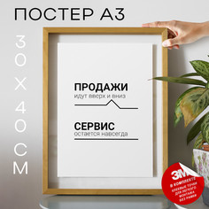 Постер в офис - Продажи идут вверх и вниз А3 TP2103 30х40, рамка А3 No Brand