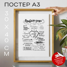 Постер Правила дома А3 TP2131 30х40, рамка А3 No Brand