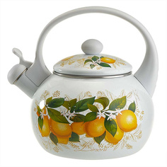 Чайник Metalloni эмалированный со свистком 2,5 л, Лимоны EM-1319