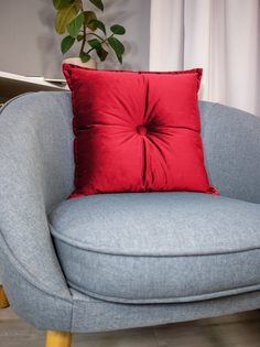 Декоративная подушка Linen Way 43х43 с пуговицей из бархата