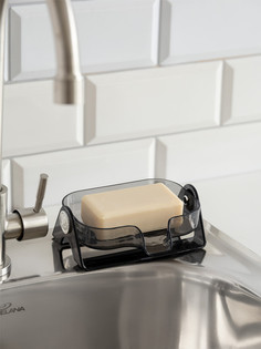 Мыльница LUCKY со сливом 14x10,5x4,5см, цвет черный X000218