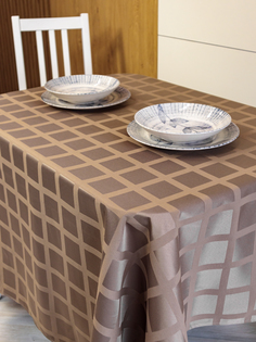 Скатерть Linen Way капуччино жаккард , клетка 120х150