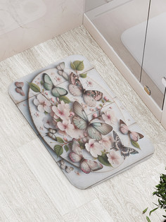 Коврик для ванной и туалета мягкий JoyArty Цветочные бабочки, bath_sd1160