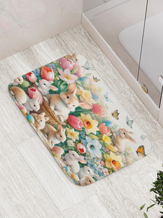 Коврик для ванной и туалета мягкий JoyArty Кролики в цветах, bath_sd1948