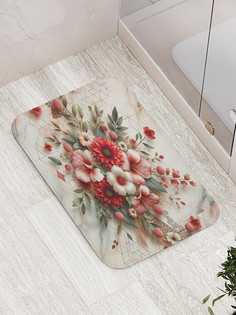 Коврик для ванной и туалета мягкий JoyArty Цветы на мраморе, bath_429923