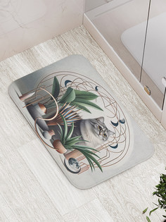 Коврик для ванной и туалета мягкий JoyArty Кот в растениях, bath_429891