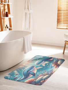 Коврик для ванной туалета JoyArty Детские киты, bath_430019_60x100