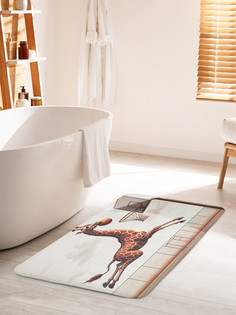 Коврик для ванной туалета JoyArty Жираф играет, bath_430025_60x100