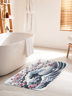 Коврик для ванной туалета JoyArty Сакура над волной, bath_sd1395_60x100