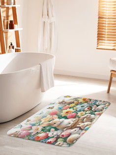 Коврик для ванной туалета JoyArty Кролики в цветах, bath_sd1948_60x100