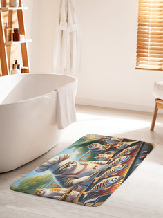 Коврик для ванной туалета JoyArty Кошачье барбекю, bath_429881_60x100