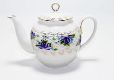 Чайник Фарфор Сысерти Тюльпан роспись Фиалка