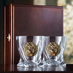 Набор 2 бокала для виски Город подарков Дракон 3 , в деревянной шкатулке 13000502