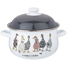 Кастрюля Agness эмалированная с крышкой серия family farm, 2.8 л, 20х12х622