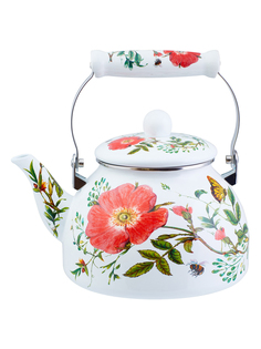 Чайник для плиты Appetite Дикая роза эмалированный, 2,5 л