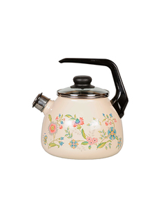Чайник для плиты со свистком Стальэмаль Луговые цветы эмалированный, 3 л