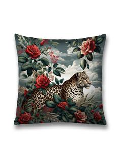 Наволочка декоративная JoyArty Леопард в цветах 45х45, sl_429917