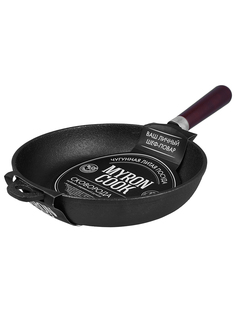 Сковорода глубокая MY REAL IRON COOK чугунная, с деревянной ручкой, 20 см