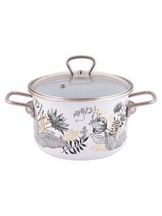 Кастрюля эмалированная Appetite Botany, с крышкой, 3 л