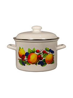 Кастрюля эмалированная Лысьвенские эмали Яблоки, с крышкой, 3 л