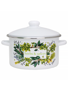 Кастрюля эмалированная Эмаль Травы и специи, с крышкой, 3 л