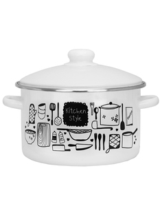 Кастрюля эмалированная Эмаль Kitchen, с крышкой, 4 л
