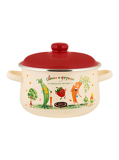 Кастрюля эмалированная Appetite Веселые овощи, с крышкой, 2 л