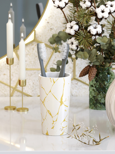 Стакан для зубных щеток Raindrops Нури, белый, полирезин, BRE0590AA-TH