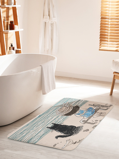 Коврик для ванной туалета JoyArty Девочка с котом на берегу реки, bath_62491_60x100
