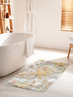 Коврик для ванной туалета JoyArty Морские звезды среди ракушек, bath_80508_60x100