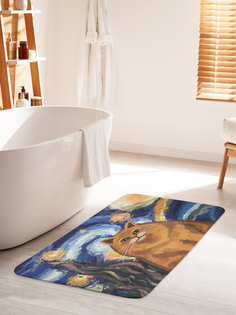 Коврик для ванной туалета JoyArty Звездная ночь и котик, bath_378648_60x100