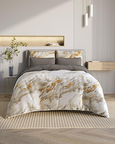 Комплект постельного белья Ecotex 2 спальный Гармоника Марбл, с резинкой 160