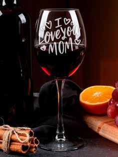 Бокал для вина LaserGlass с надписью I love you mom