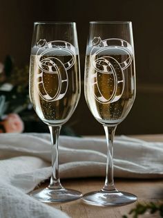 Бокал для шампанского LaserGlass свадебные Кольца