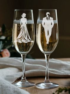 Бокал для шампанского LaserGlass свадебные Силуэт