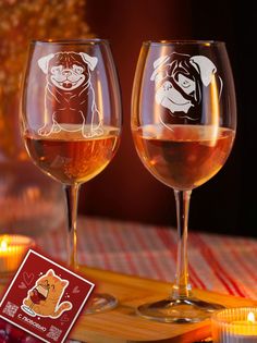 Бокалы LaserGlass с гравировкой мопс