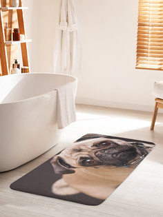 Коврик для ванной туалета JoyArty Доверчивый мопс, bath_6551_60x100