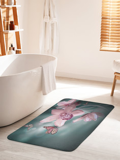 Коврик для ванной туалета JoyArty Орхидеи с бабочками, bath_30172_60x100