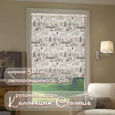 Рулонные шторы Колорит Эль Столица, 50 х 170 см, город белый