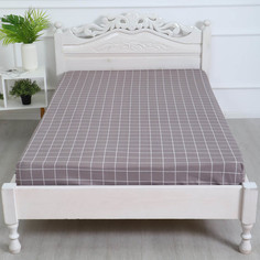 Простыня на резинке Атра 160х200х20, Таттерсол серо-бежевый, бязь