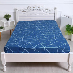 Простыня на резинке Атра 140х200х20, Полигоны темно-синий бязь