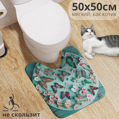 Коврик для туалета с вырезом JoyArty Коллекция бабочек 50х50, wcbath_sd1162_50х50