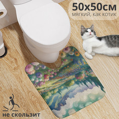 Коврик для туалета с вырезом JoyArty Цветочный рай 50х50, wcbath_sd1460_50х50