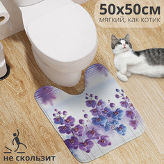 Коврик для туалета с вырезом JoyArty Орхидеи в цвету 50х50, wcbath_sd1102_50х50