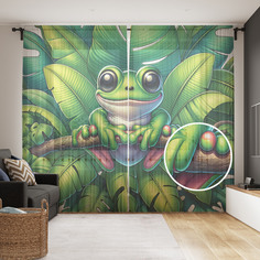 Тюль Evrika Home сетка JoyArty Тропический лягушонок 290x265, tul_sd1095_145x265