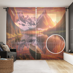 Тюль Evrika Home сетка JoyArty Рыбак в горах 290x265, tul_sd1046_145x265